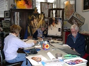 Kate, Elaine and Steve at work in Bobbie's studio.